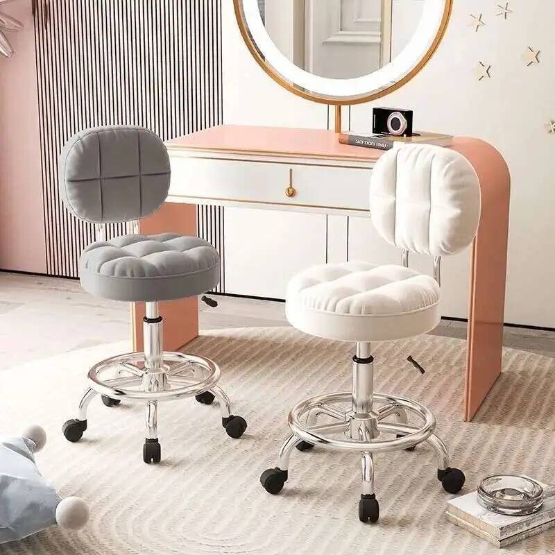 Beauty Makeup Chair - เก้าอี้ทำเล็บมืออาชีพ เก้าอี้เสริมสวย เก้าอี้ตัดผม เก้าอี้นวดเท้ามีล้อ เฟอร์นิเจอร์ร้านเสริมสวย AA
