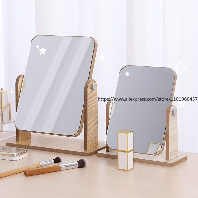 Beauty Makeup Definition - กระจกโต๊ะเครื่องแป้งไม้ความละเอียดสูงกระจกความงามยอดนิยม, กระจกแต่งหน้าเดสก์ท็อปแบบหมุนได้อุปกรณ์ตกแต่งบ้าน