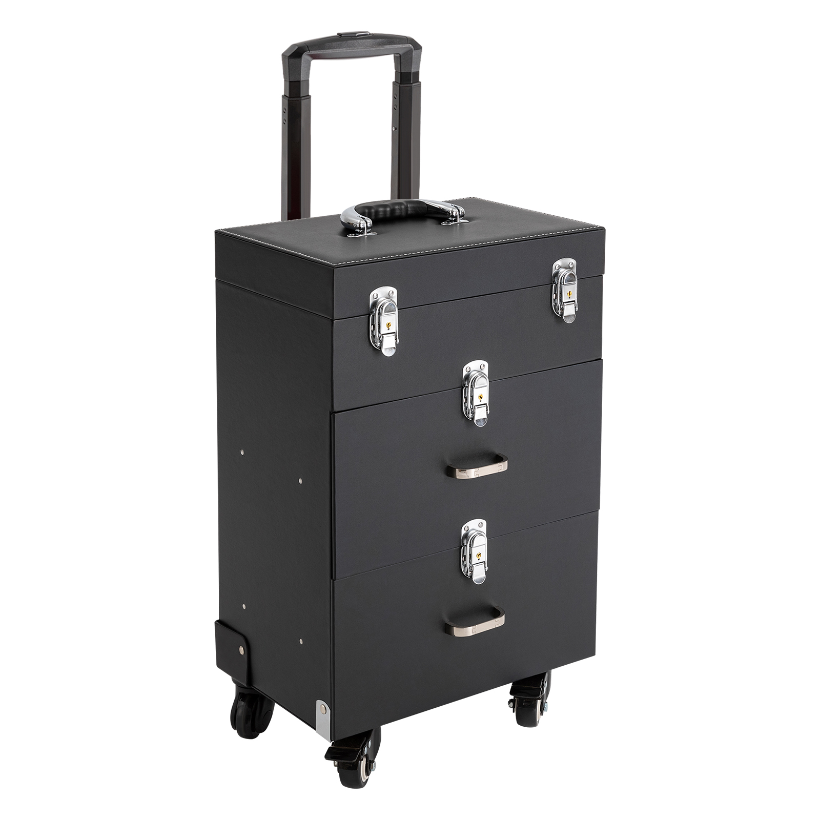 Beauty Makeup Trolley - กระเป๋าแต่งหน้าและทำเล็บแบบมืออาชีพพร้อมล้อหมุน, รถเข็นเก็บเครื่องสำอางความจุขนาดใหญ่พร้อมลิ้นชักสำหรับร้านเสริมสวย
