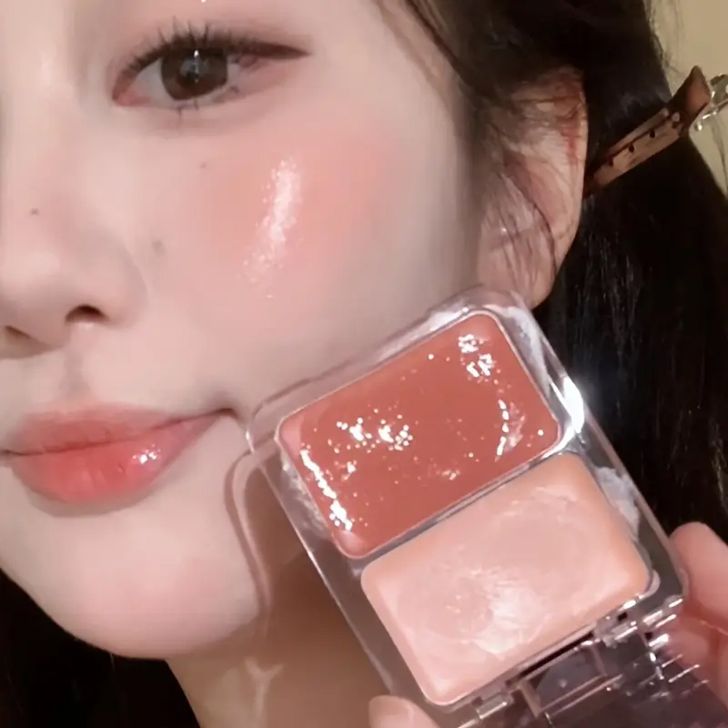 Ulta Beauty Makeup - บลัชออนเยลลี่เรืองแสงสองสี นมพีช แอปริคอท สีชมพู อัญมณีแดง โรจ