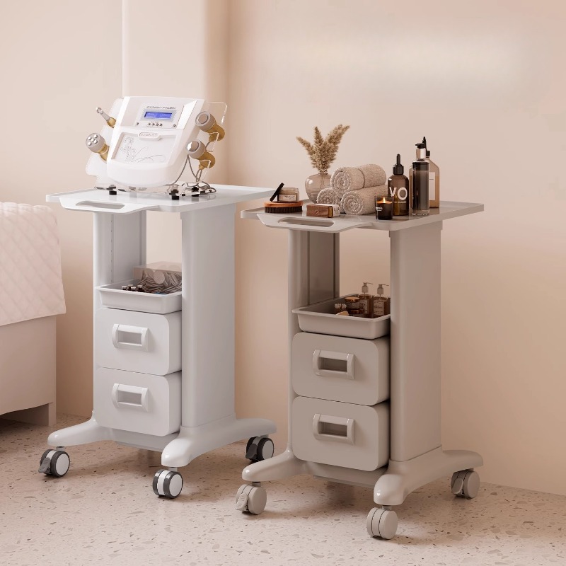 Beauty Makeup Trolley - รถเข็นเสริมสวยเคลื่อนที่ ชั้นวางอุปกรณ์ดูแลผิวแบบหลายชั้น พร้อมลิ้นชักจัดเก็บอุปกรณ์ ชั้นวางเครื่องสำอางแบบแข็งแรงทนทาน