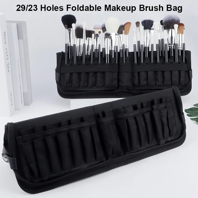 Beauty Makeup Case - 29/23 หลุมแปรงแต่งหน้าแบบพับได้กระเป๋าผู้หญิงแปรงแต่งหน้าเครื่องมือกระเป๋าOrganizer Travel Powderเครื่องสําอางค์ชุดแป้งกรณีผู้ถือ