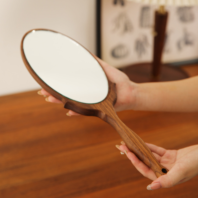 กระจกมือถือไม้วอลนัทสีดำอเมริก - Beauty Makeup Definition บทวิจารณ์และราคา