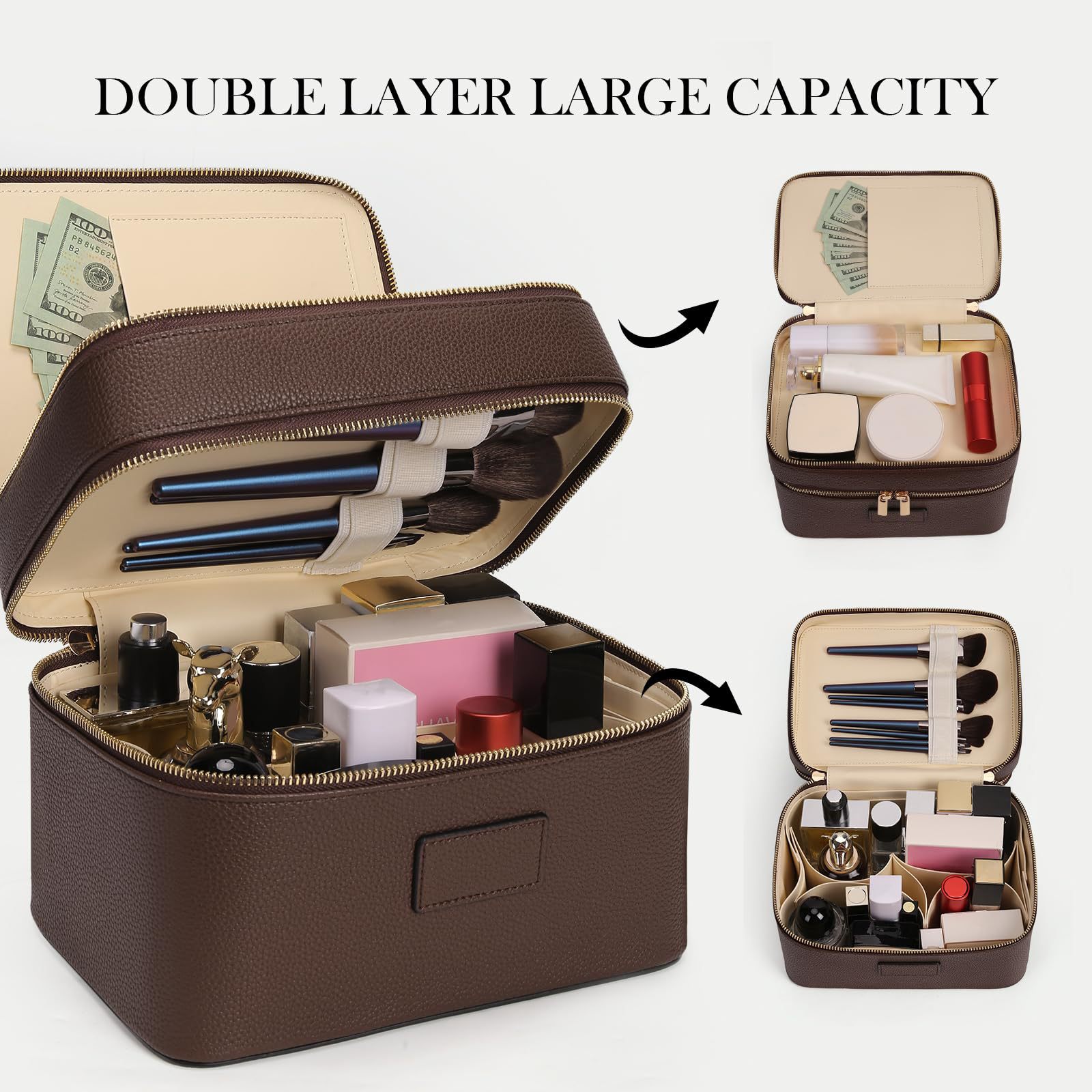 กระเป๋าเครื่องสำอางค์สองชั้นขน - Beauty Makeup Case บทวิจารณ์และราคา