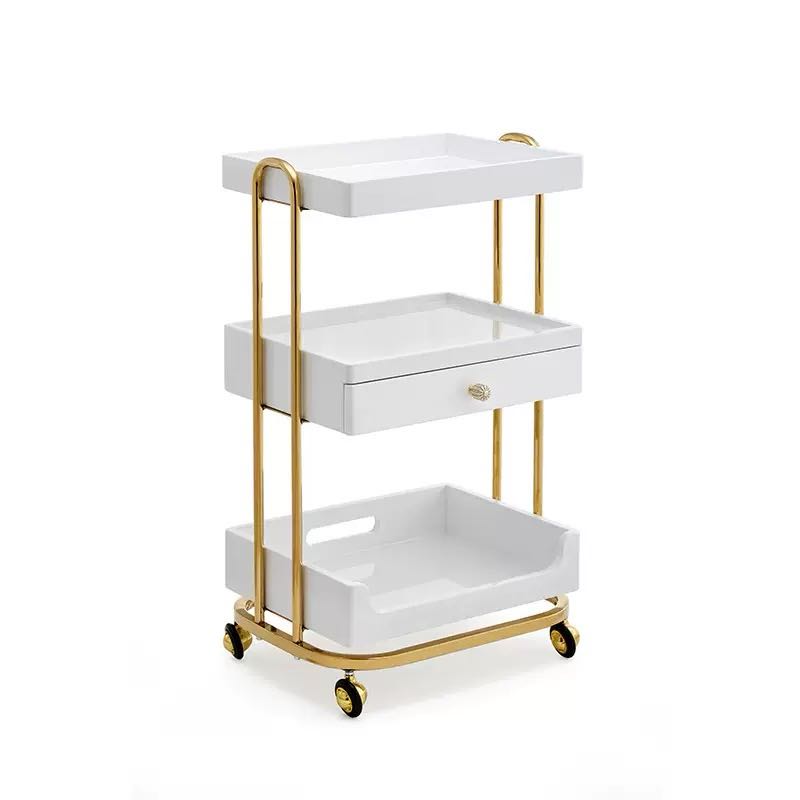 รถเข็นเสริมสวยสีทองขาวทันสมัย  - Beauty Makeup Trolley บทวิจารณ์และราคา