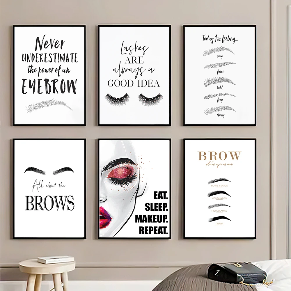 โปสเตอร์ศิลปะบนผนังสำหรับแต่งห - Beauty Of Makeup Quotes บทวิจารณ์และราคา